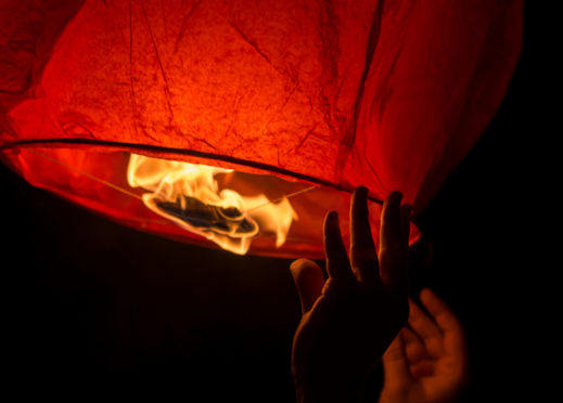 A sky lantern