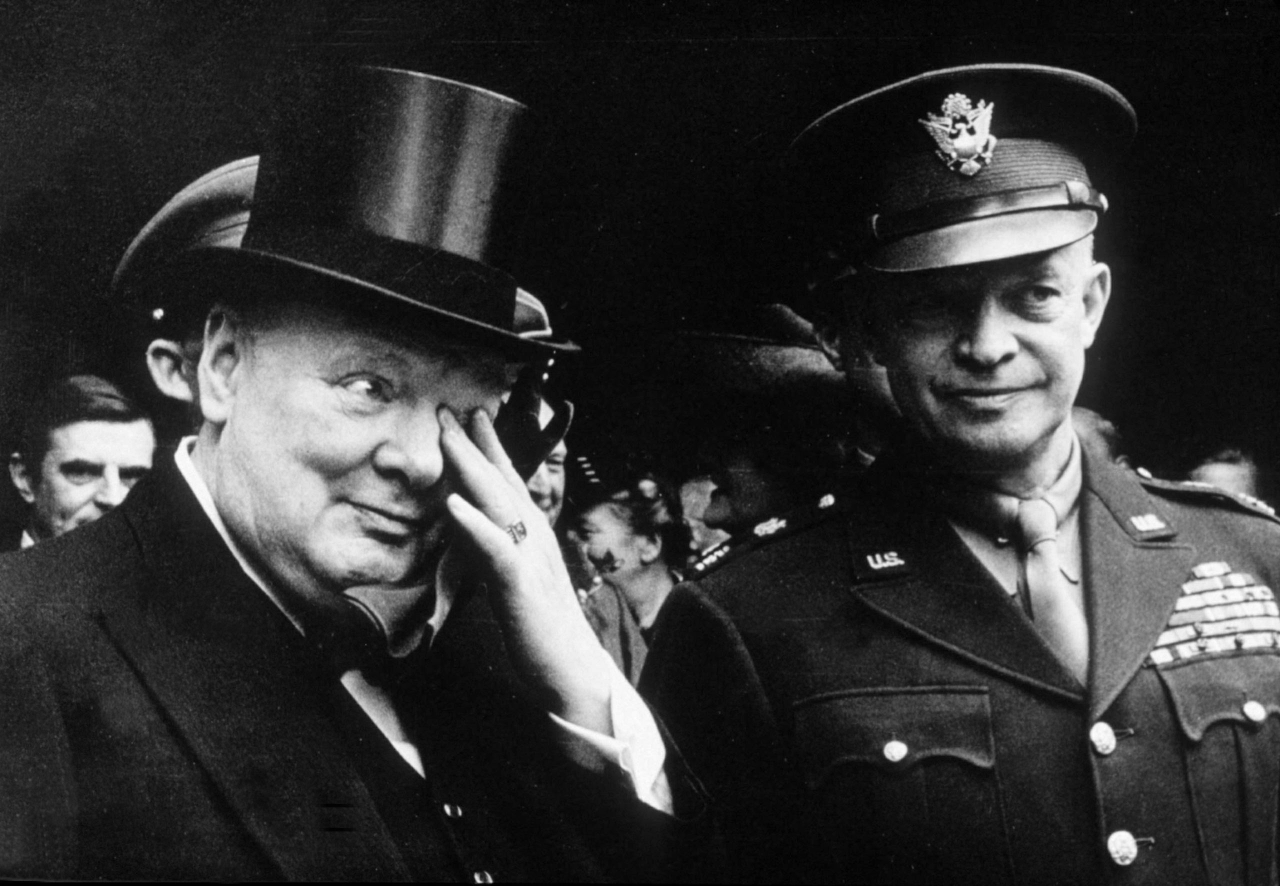 Churchill celebrates VE Day with US President Dwight Eisenhower