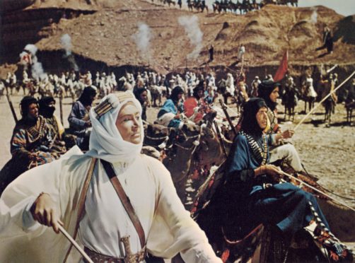 Peter O’Toole as Lawrence Of Arabia in a scene from director David Lean’s 1962 epic historical action-adventure flick
