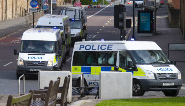 Police patrol Glasgow city centre