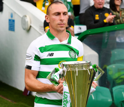 Celtic skipper Scott Brown with the SPFL trophy