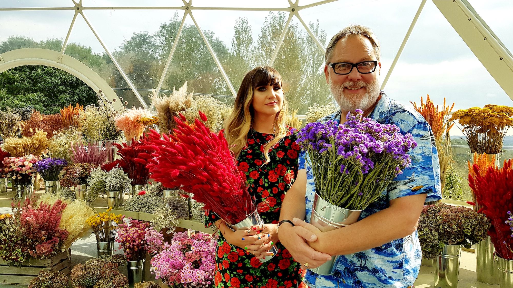 Natasia Demetriou and Vic Reeves in The Big Flower Fight