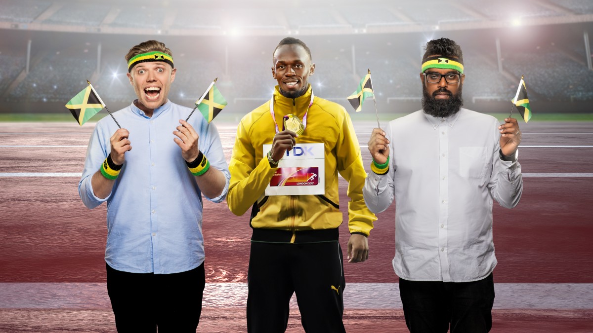 Rob and Romesh flew to Jamaica to meet Olympic sprint legend Usain Bolt, centre