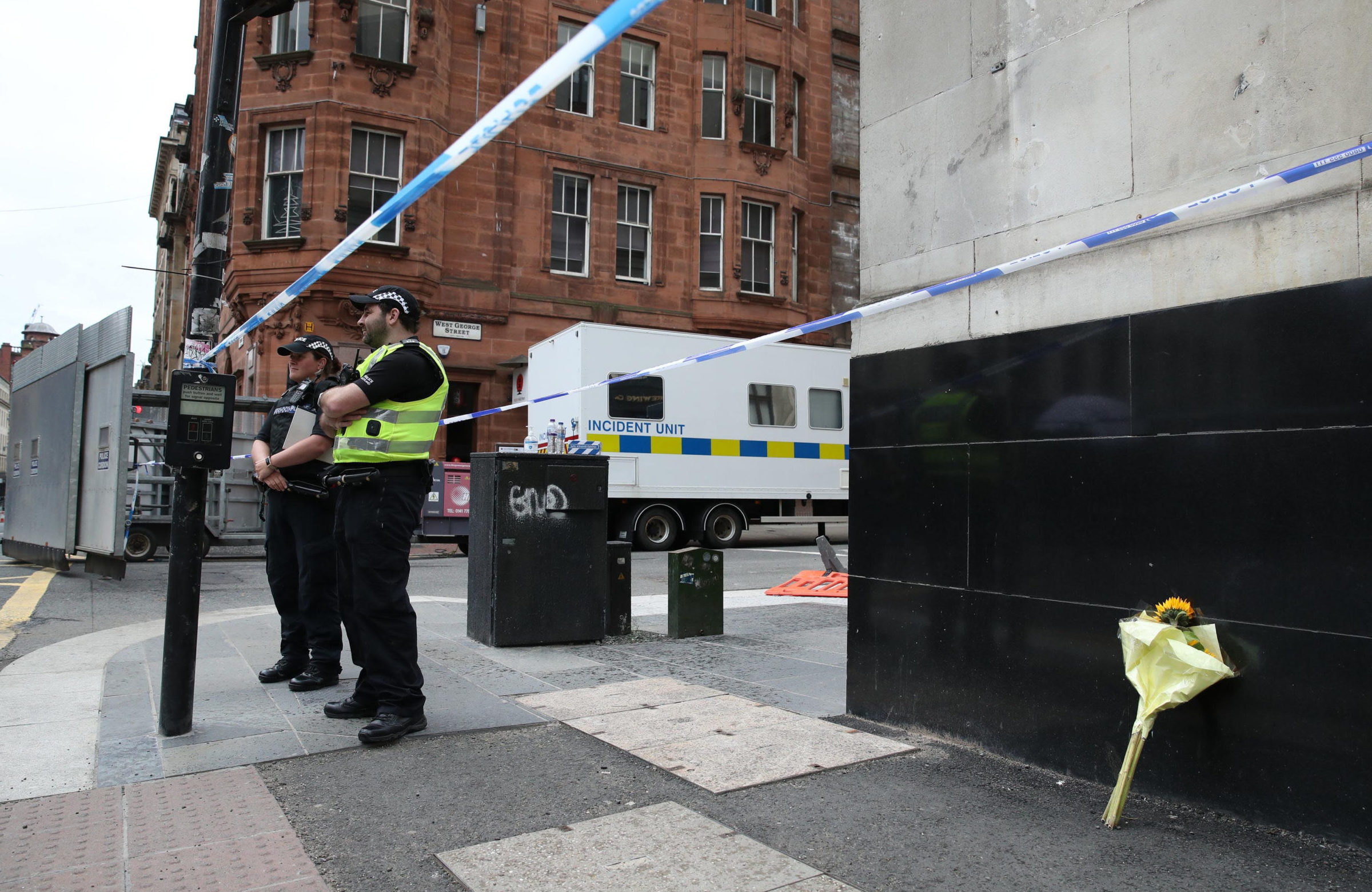 The scene of the knife attack in Glasgow on Friday
