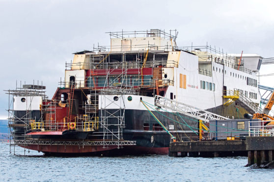 One of the half-built ferries in Port Glasgow