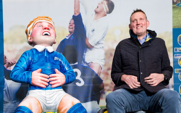 Doddie Weir with Oor Doddie at the handover of the statue at Murrayfield back in December