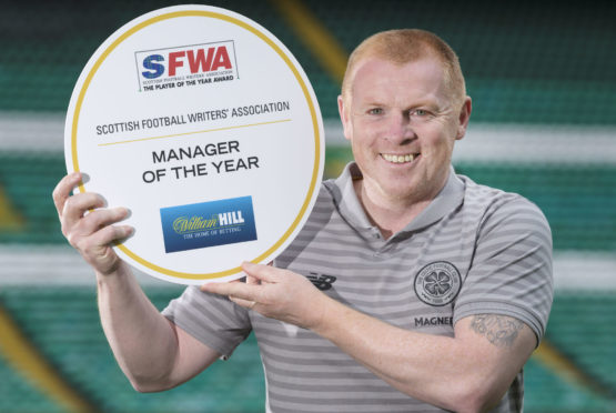 Neil Lennon picked up the Scottish Football Writers’ Manager of the Year award to go with the Premiership and Betfred Cup trophies he had already lifted last term