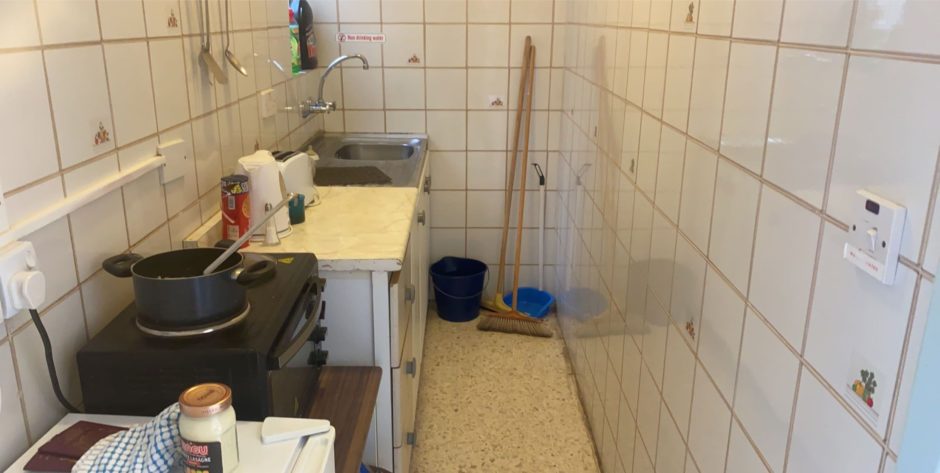 The cramped apartment in Malta where the young mum and her baby are staying