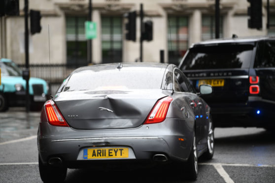 Damage to Prime Minister Boris Johnson's car