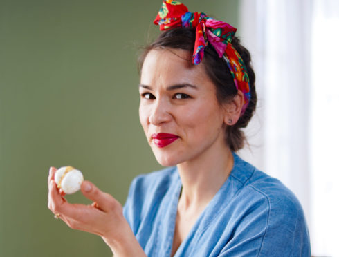Rachel Khoo with                       her meringue praline kisses, one of the dishes she cooks in her new show