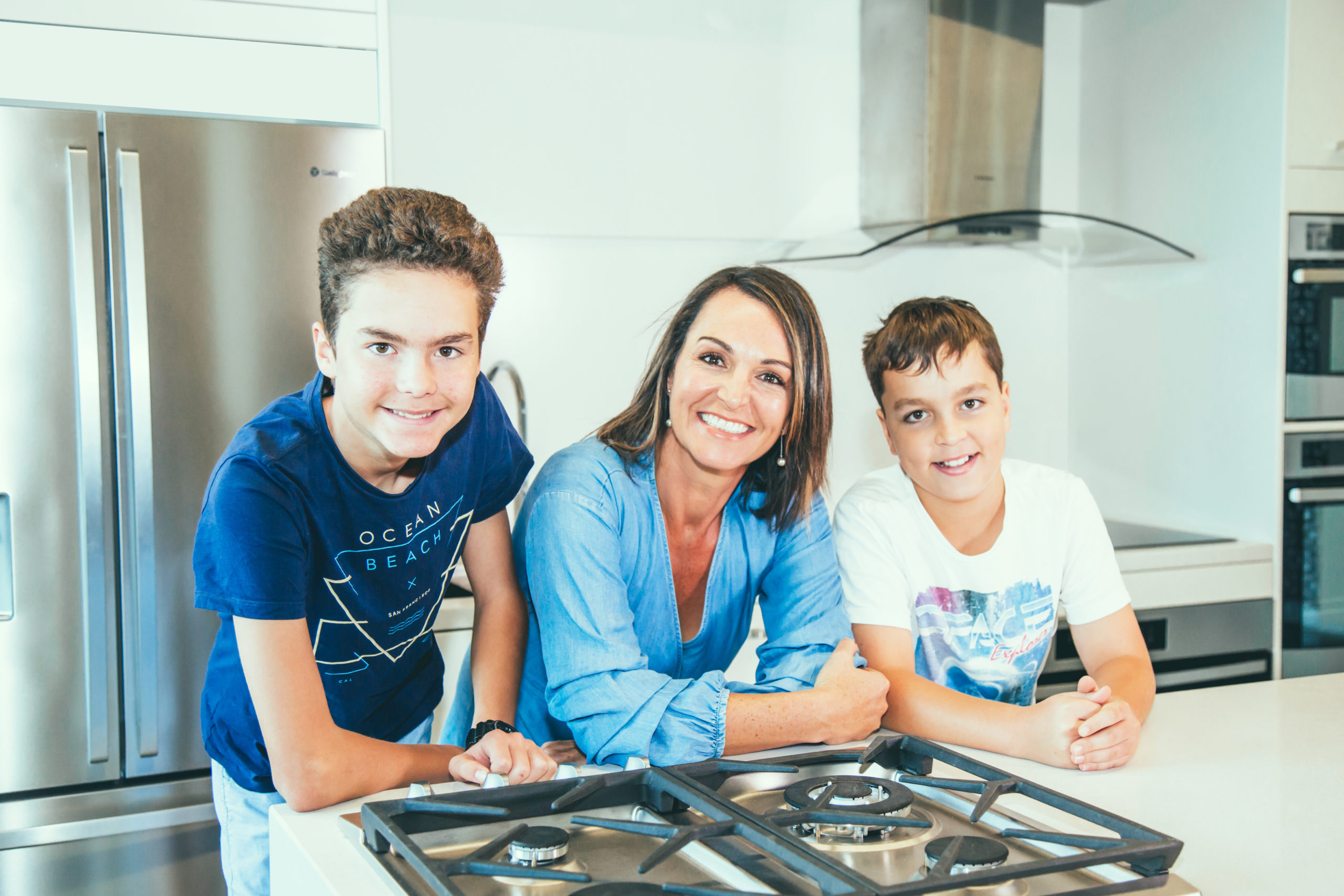 Dietitian Joanna McMillan  and her teenage sons Oliver and Lewis