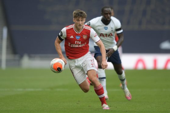 Kieran Tierney in action for Arsenal