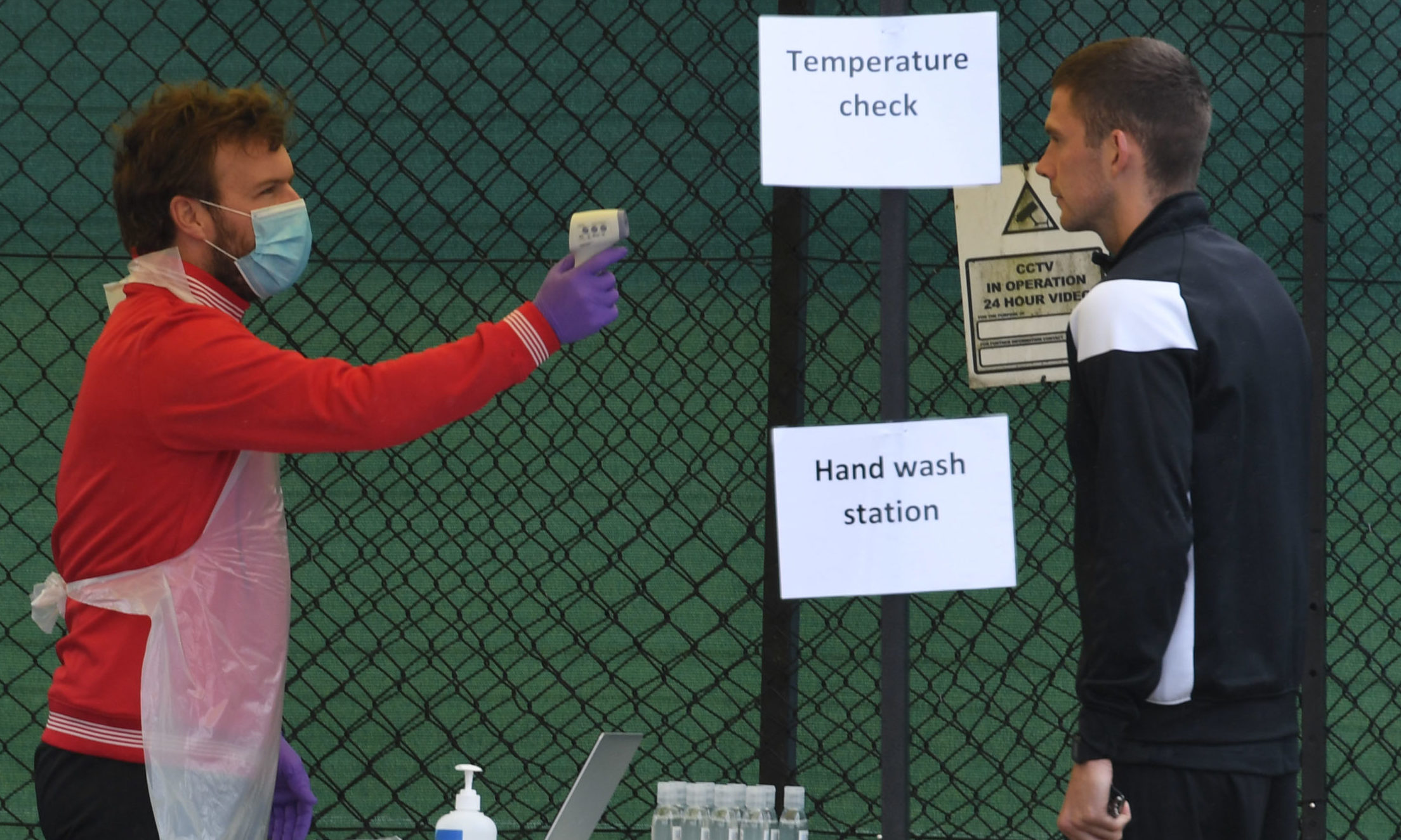 St Mirren’s Jack Baird has his temperature checked at training