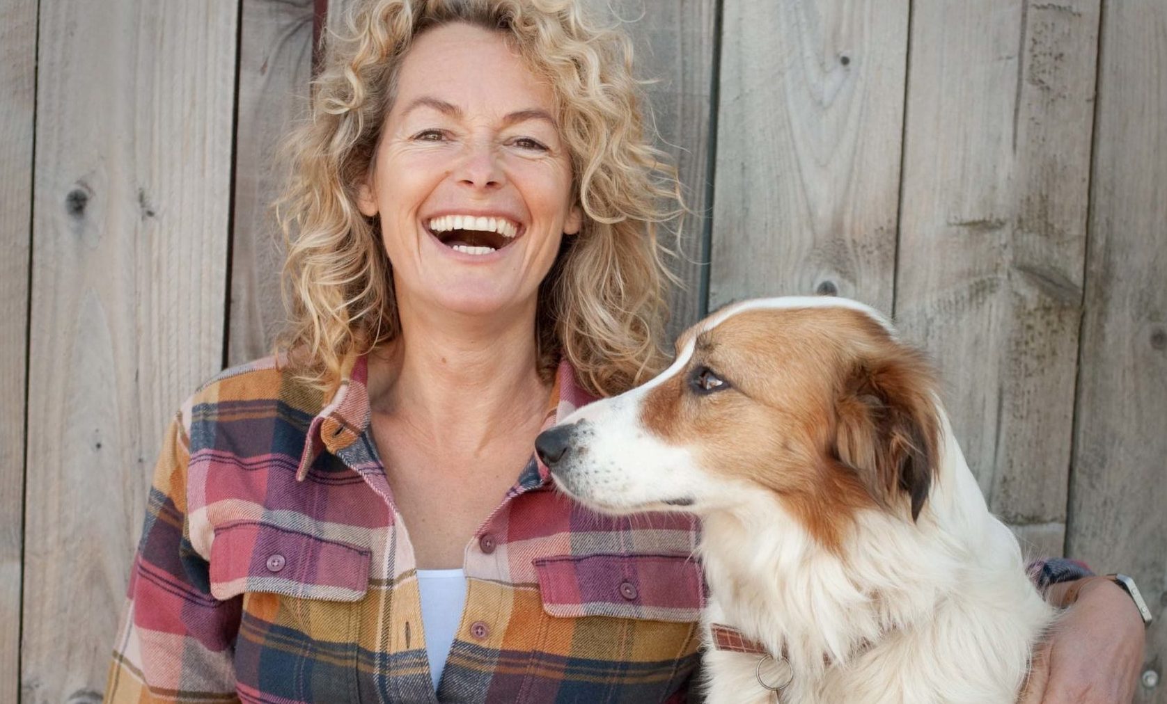 Kate Humble with her Welsh Sheepdog, Teg