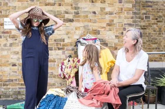 Wendy and granddaughters Layla, 12, and Taiga, five, dress up