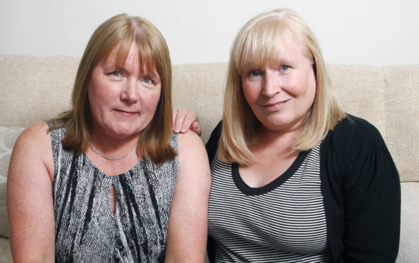 Mesh victim and campaigner Elaine Holmes, right, with fellow victim Olive McIlroy
