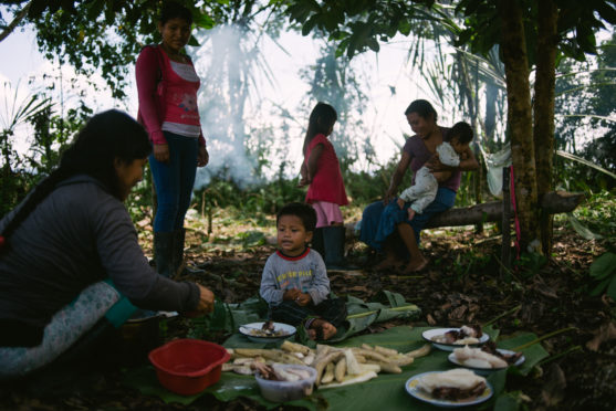 A Wampis family in the Peruvian Amazon