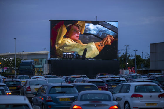 The lockdown drive-in at Intu Braehead.