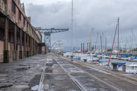 The sugar sheds in James Watt Dock, Greenock, in 2018