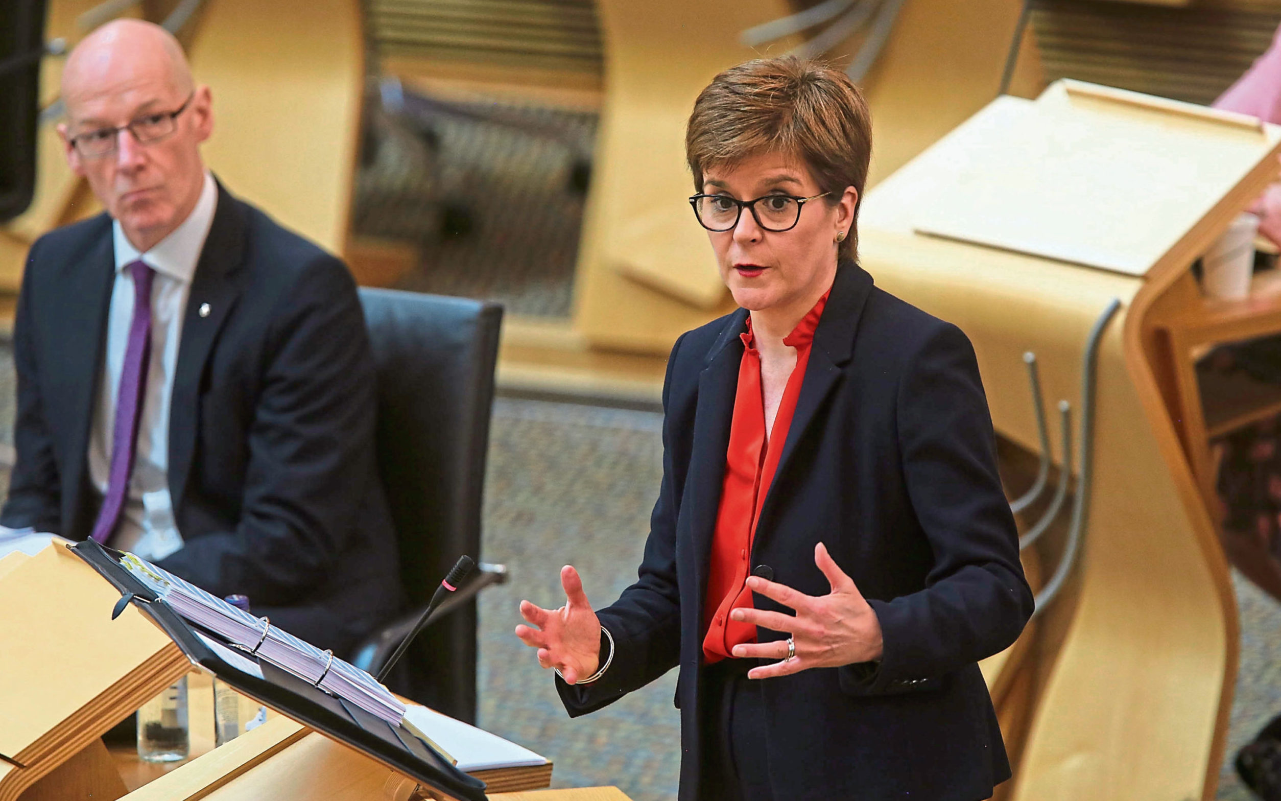 First Minister Nicola Sturgeon during First Ministers Questions at the Scottish Parliament.