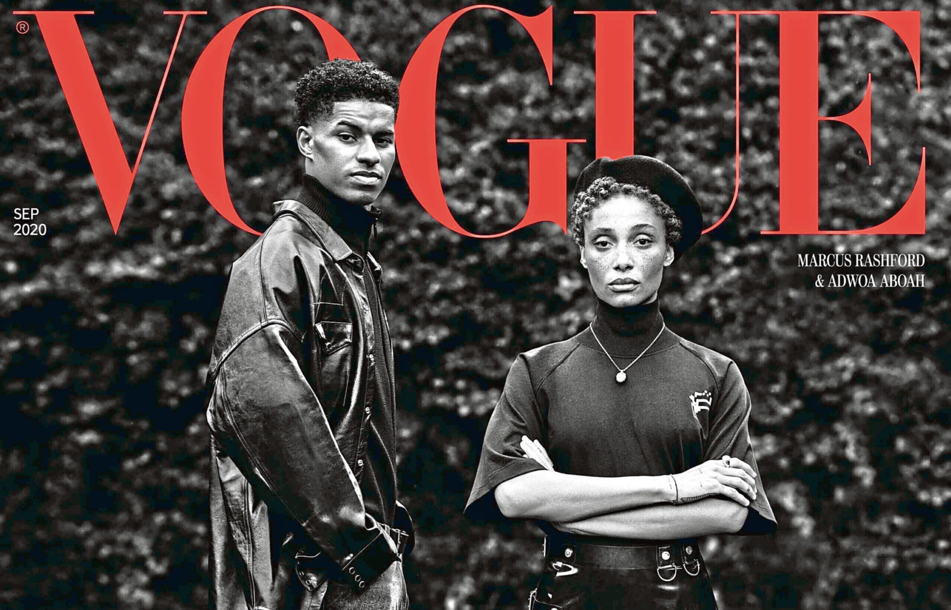 Footballer Marcus Rashford and model and mental health activist Adwoa Aboah on cover of fashion bible Vogue