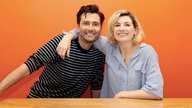David Tennant with podcast guest and fellow Doctor Jodie Whittaker