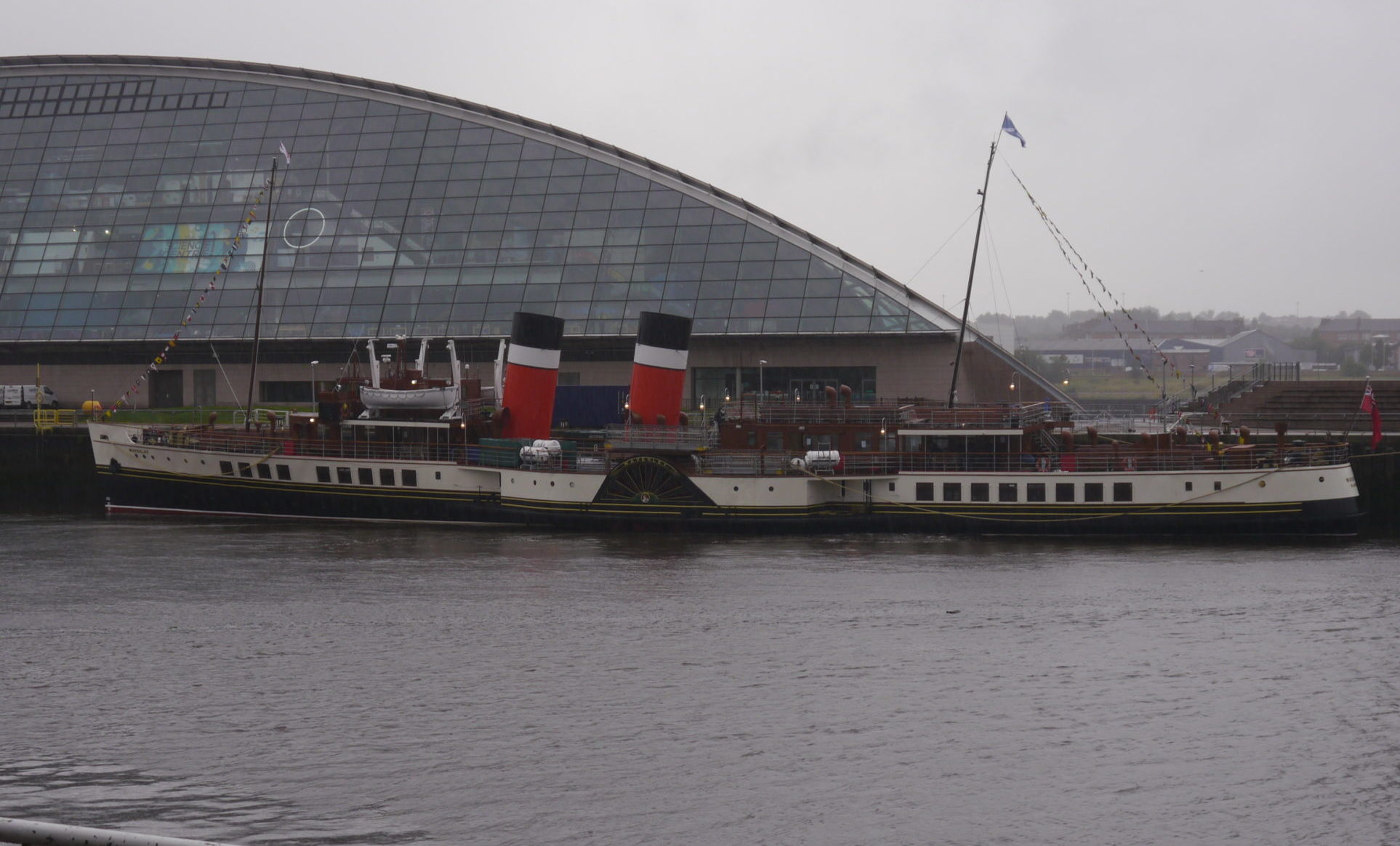 PS Waverley berthed at the Glasgow Science Centre on Friday morning
