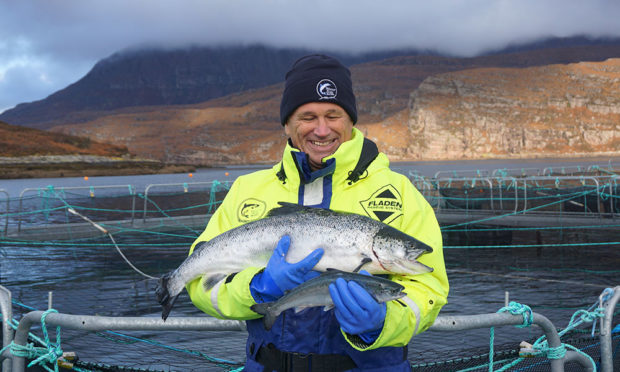 Atholl Duncan, chair of SSPO, at a Scottish salmon farm