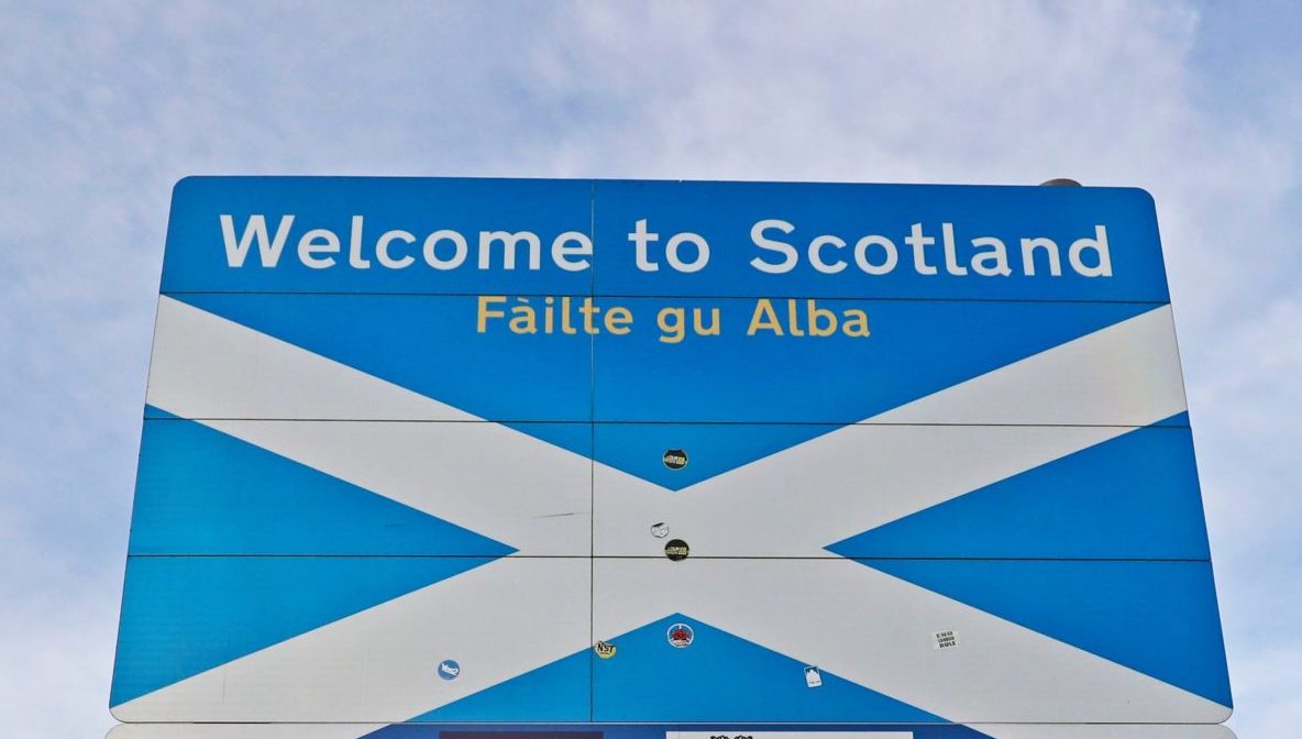 A sign on the Scottish border