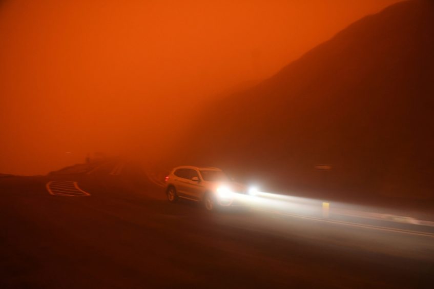 San Francisco was still as dark as night at noon on Wednesday due to the wildfire