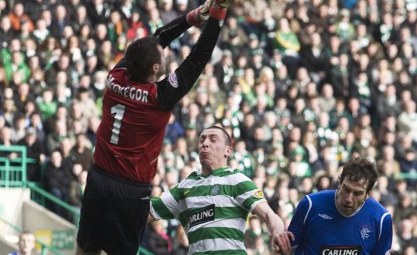 Allan McGregor and Scott Brown are veterans of Old Firm encounters, like this one in February 2009, which ended goalless at Celtic Park