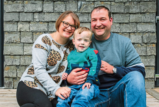 Fiona and Paul Sneddon ,with their son, Jack (3), who needs a heart transplant.