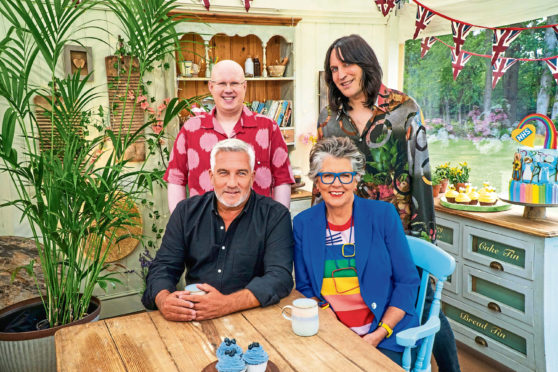 Paul, Matt, Prue and Noel from The Great British Bake Off.