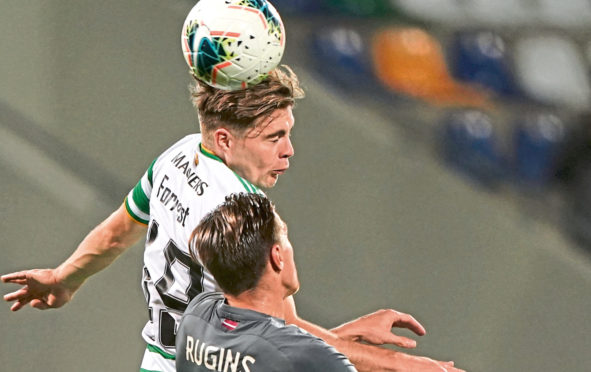 James Forrest in action in Riga before picking up the knock that will now sideline him