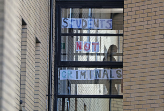 A student sign at the Murano Student Village in Glasgow