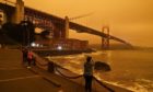 The Golden Gate Bridge covered in smoke from wildfires