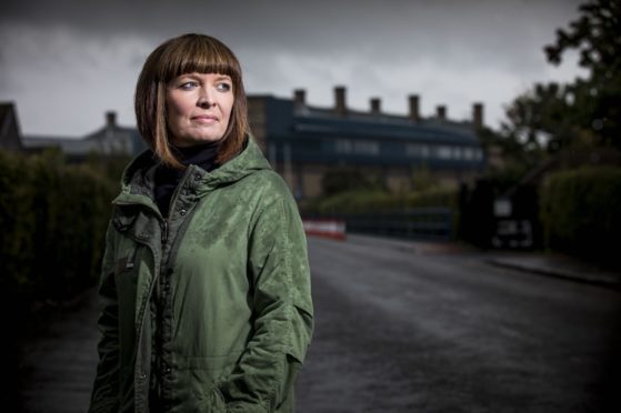 Singer Jill Brown outside Barlinnie prison on Friday