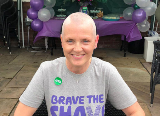 Wilma after her head was shaved to raise money for MacMillan Cancer Support.