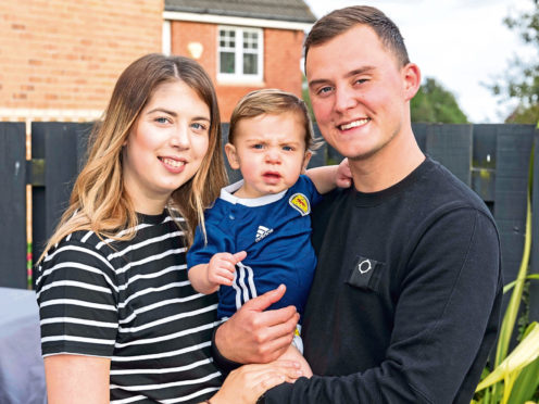 Christopher MacDonald, Shannen Innes and Jaxon (10 months) at their home in Bridge of Don Aberdeen.