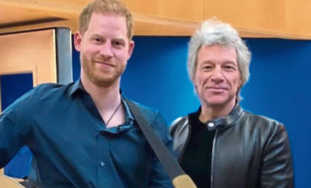 Prince Harry meets Jon Bon Jovi at Abbey Road Studios in London