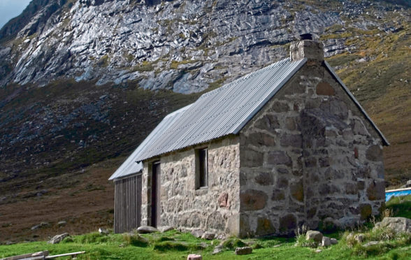 Corrour Bothy sits under Cairn Toul in Lairig Ghru mountain pass, Cairngorms