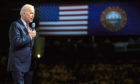 Joe Biden on the stump  in New Hampshire, in February, when many had written off his chances