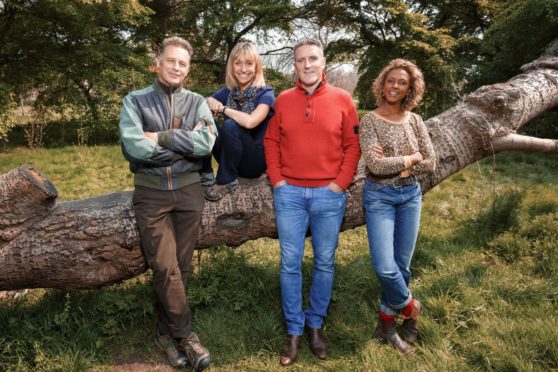 Autumnwatch 2020 presenters (left to right) Chris Packham, Michaela Strachan, Iolo Williams and Gillian Burke