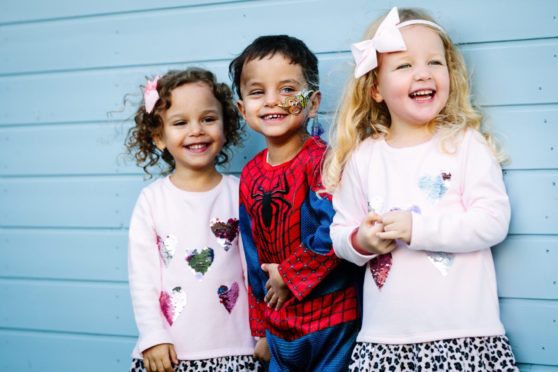 Alyssia, Caleb and Poppy, having fun at home last week, arrived early in January 2016