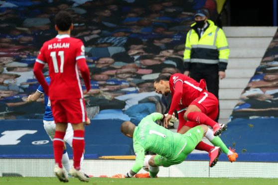 Jordan Pickford’s challenge on Virgil van Dijk went unpunished