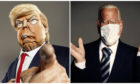 Spitting teeth: Trump and Biden puppets