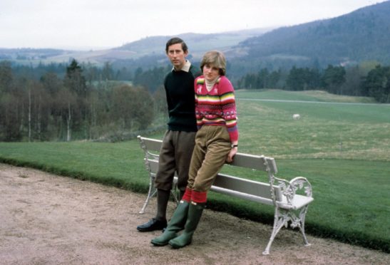 Prince Charles and Lady Diana Spencer on holiday at Balmoral Castle in Scotland, shortly before their marriage.