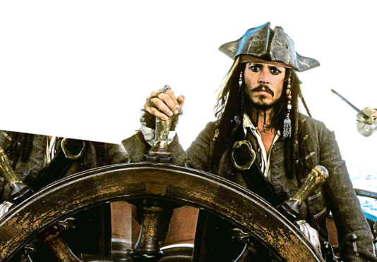 Johnny Depp as Captain Jack Sparrow in Pirates of the Caribbean.