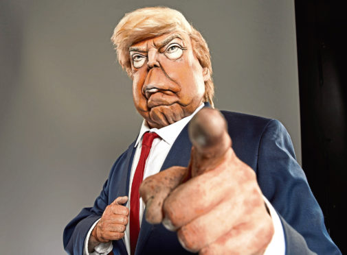 Caricature of Donald Trump.