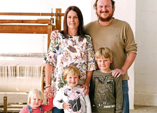 Aberdeen engineer Arran Bastable who owns and runs Barrydale Weavers in South Africa, with his wife Kate, 40, and their children Rory, 7, Pippa, 5, and Morven, 2.